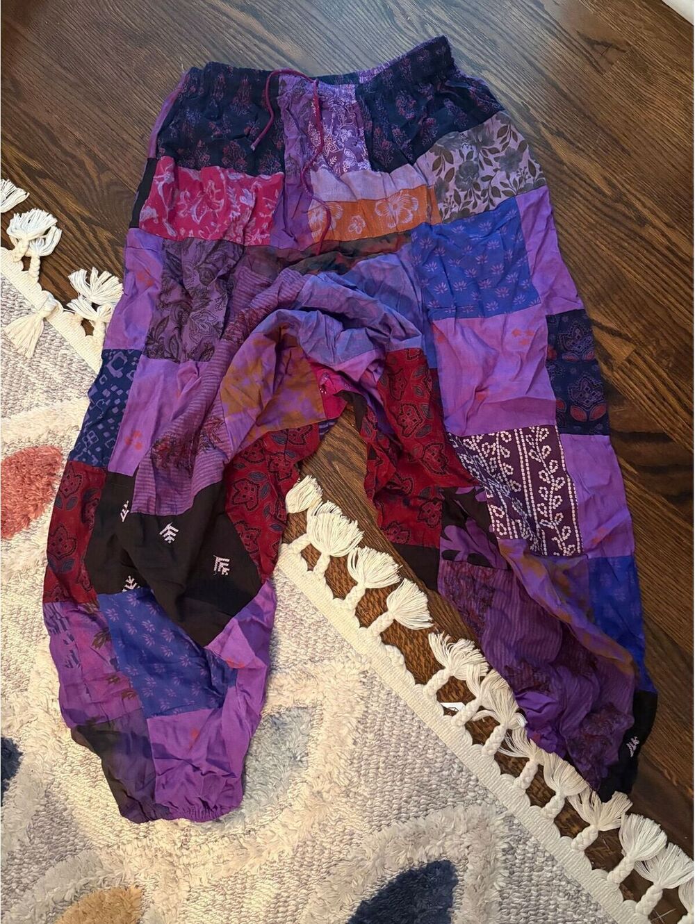 #272 NEW Harem Style patchwork pants 14”-26” waist deep purple